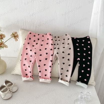 Baby Toddler Girl Heart Fleece Lined Leggings - image 2
