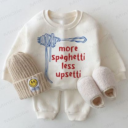 MORE SPAGHETTI LESS UPSETTI Baby Sweatshirt 2-piece White Set - White - 2-3T - image 1