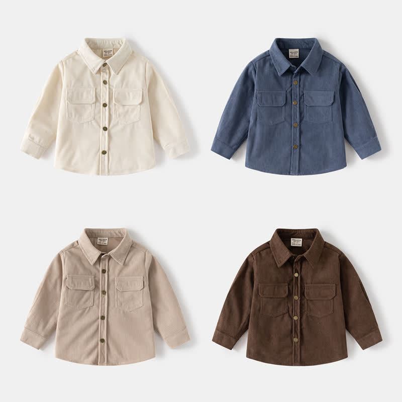 Kid Boy Solid Color Vintage Corduroy Shirt - image 1