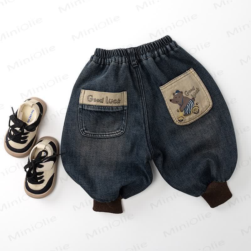 GOOD LUCK Baby Toddler Bear Jean Pants - Blue - 8Y - image 1