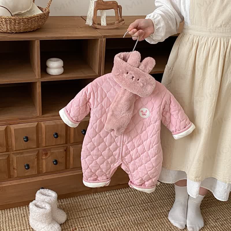 Baby Scarf Cute Cartoon Quilted Romper - image 4