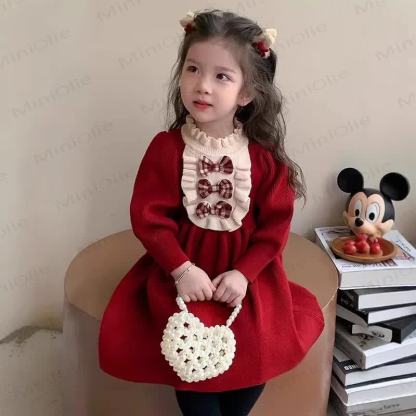 Toddler Kid Girl Purple Knitted Dress - image 2