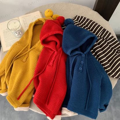 Baby Toddler Solid Color Hooded Sweater - image 3