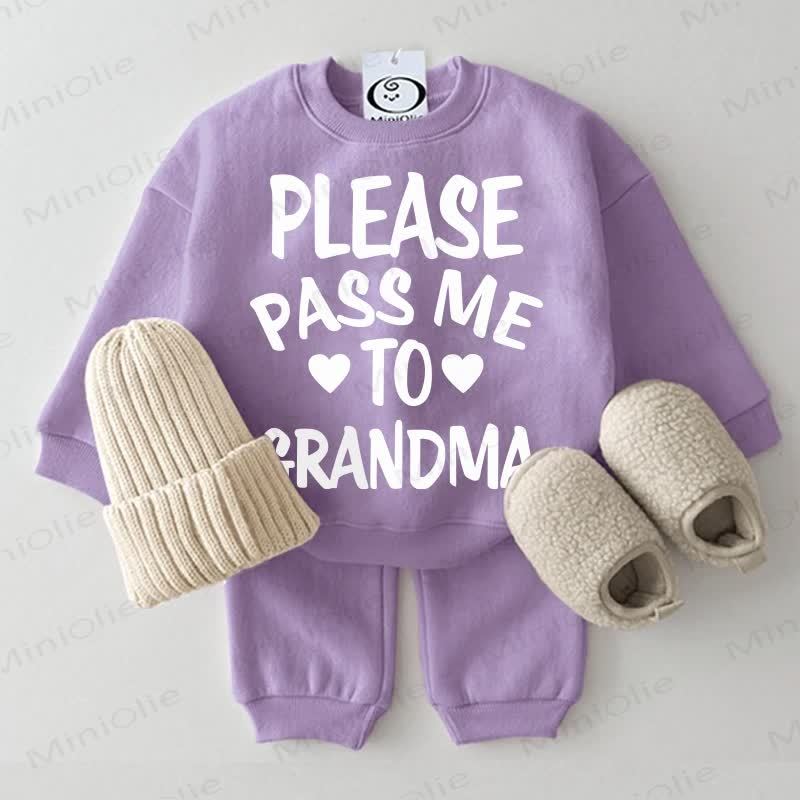 PLEASE PASS ME TO GRANDMA Baby Sweatshirt 2-piece Grey Green Set - Purple - 2-3T - image 4