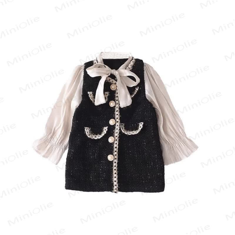 Toddler Girl Black Chanel-inspired Dress - Patchwork Dress - 8Y - image 2