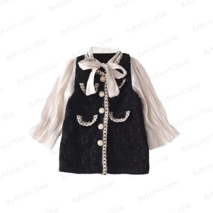 Toddler Girl Black Chanel-inspired Dress - Patchwork Dress - 8Y - image 2