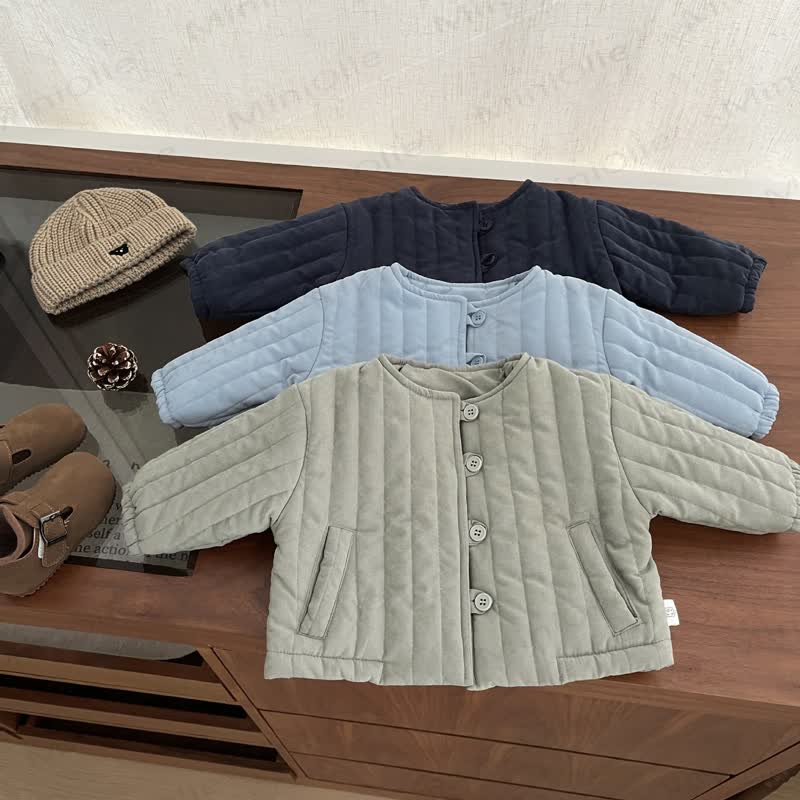 Baby Solid Color Quilted Round Neck Outerwear - image 1