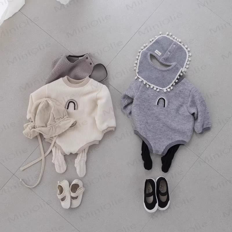 Baby Rainbow Ribbed Fleece Lined Bodysuit - image 12