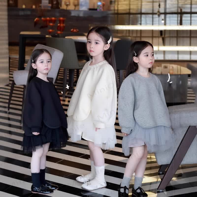 Toddler Kid Girl Knit Mesh Fleece Lined Dress - image 1