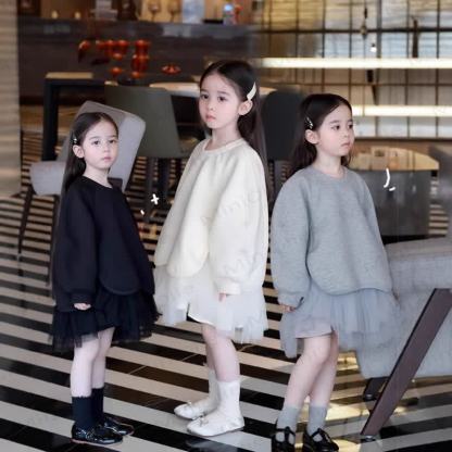 Toddler Kid Girl Knit Mesh Fleece Lined Dress - image 1