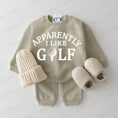 APPARENTLY I LIKE GOLF Baby Sweatshirt 2-piece Grey Green Set - Grey Green - 2-3T - image 1