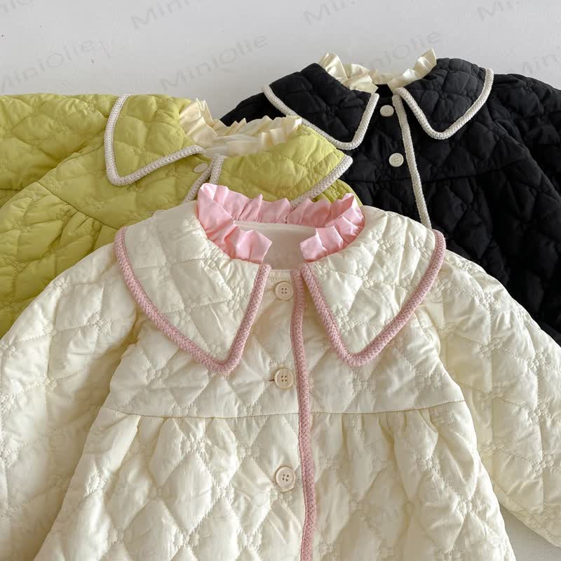  Baby Girl Solid Color Sweet Lapel Outerwear - image 5