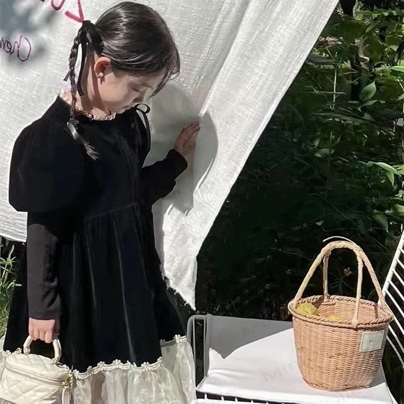 Toddler Girl Beading Lace Black Dress  - Black - 10Y - image 1