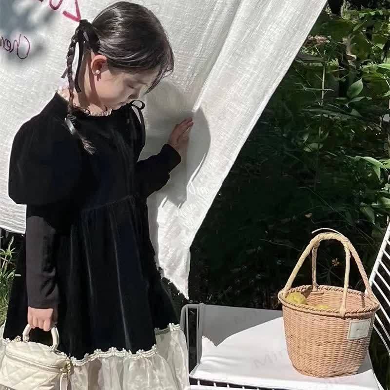 Toddler Girl Beading Lace Black Dress  - Black - 10Y - image 1