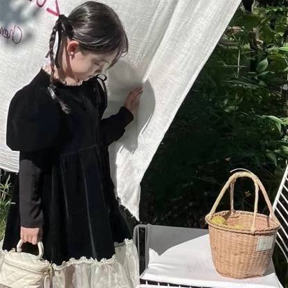 Toddler Girl Beading Lace Black Dress  - Black - 10Y - image 1