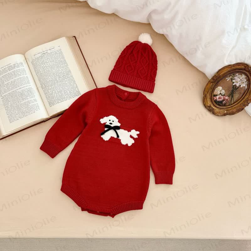 Baby Puppy Knit Bodysuit - Red - 18-24M - image 2