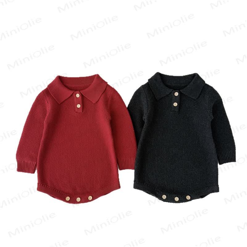 Baby Knit Solid Color Polo Bodysuit - image 2