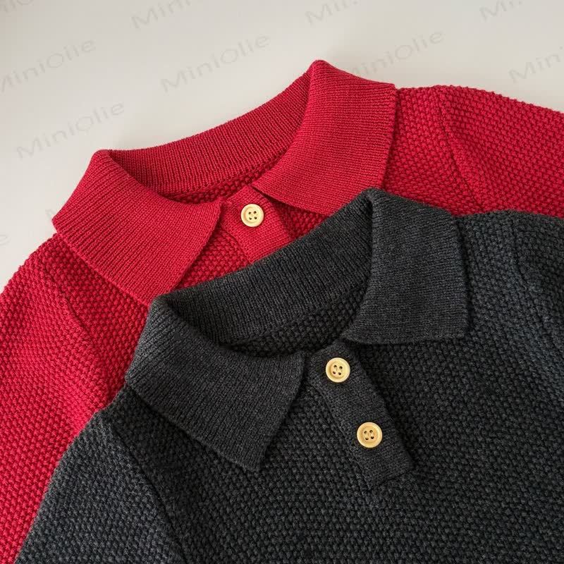 Baby Knit Solid Color Polo Bodysuit - image 5