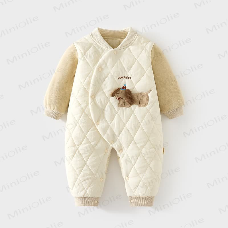  Baby Puppy Quilted Romper - Brown - 18-24M - image 1