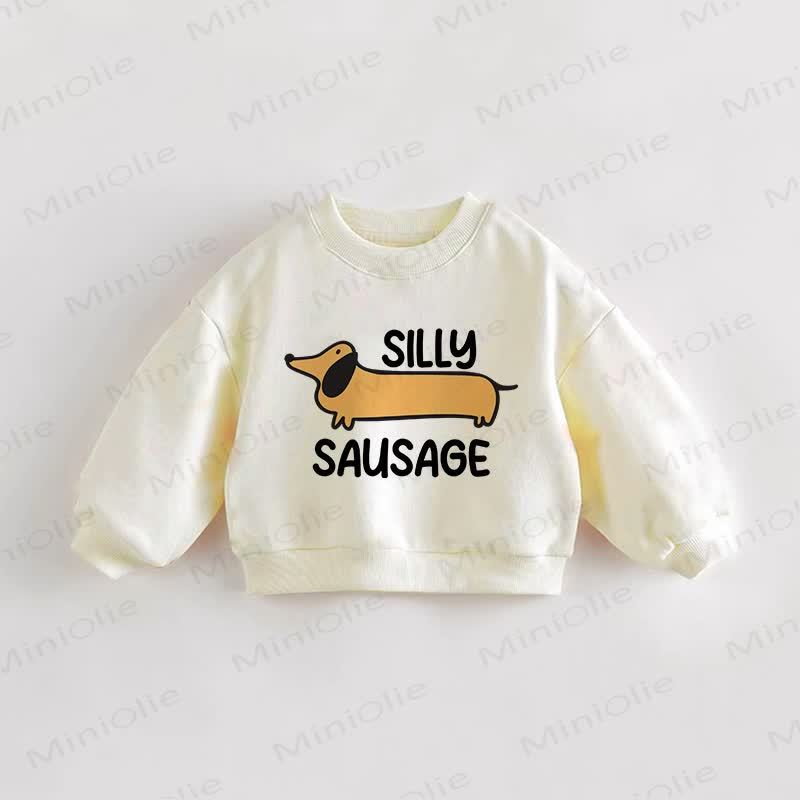 SILLY SAUSAGE Baby Toddler Cream Dog Sweatshirt - Cream - 3-5T - image 1