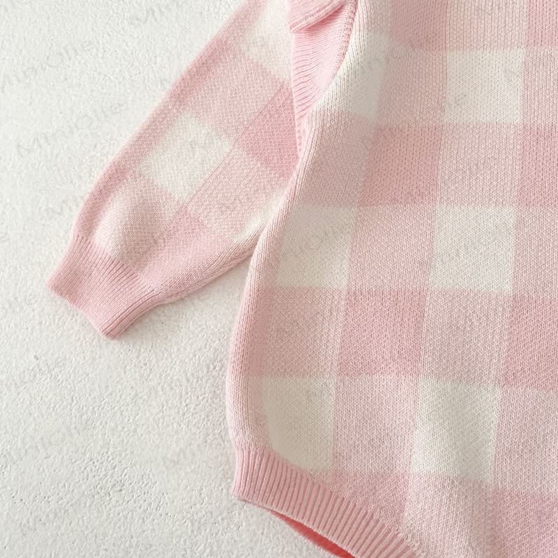 Baby Plaid Knit Flutter Sleeves Bodysuit - image 9