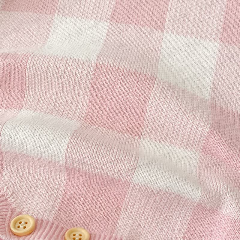 Baby Plaid Knit Flutter Sleeves Bodysuit - image 8