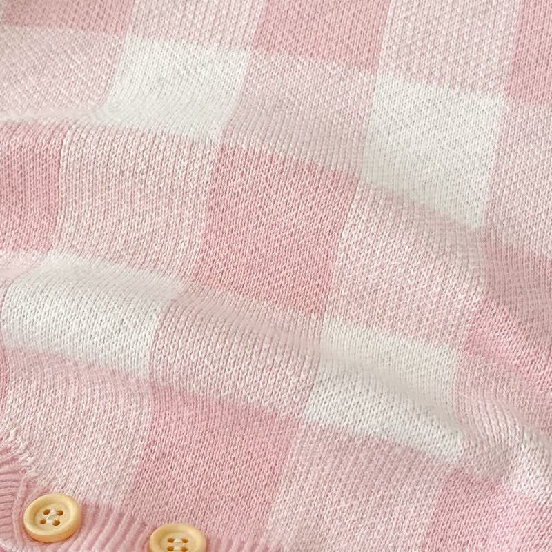 Baby Plaid Knit Flutter Sleeves Bodysuit - image 8