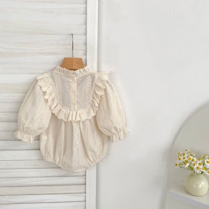Baby Lace Bow Beige Bodysuit - image 2