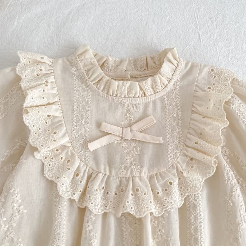 Baby Lace Bow Beige Bodysuit - image 3