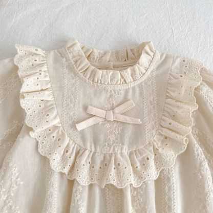 Baby Lace Bow Beige Bodysuit - image 3