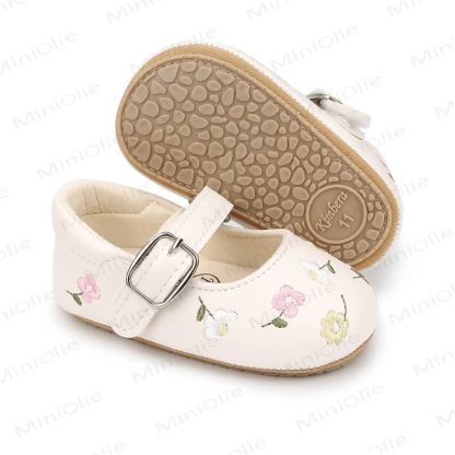 Baby Flower Embroidered Shoes - White - 12-18M - image 3