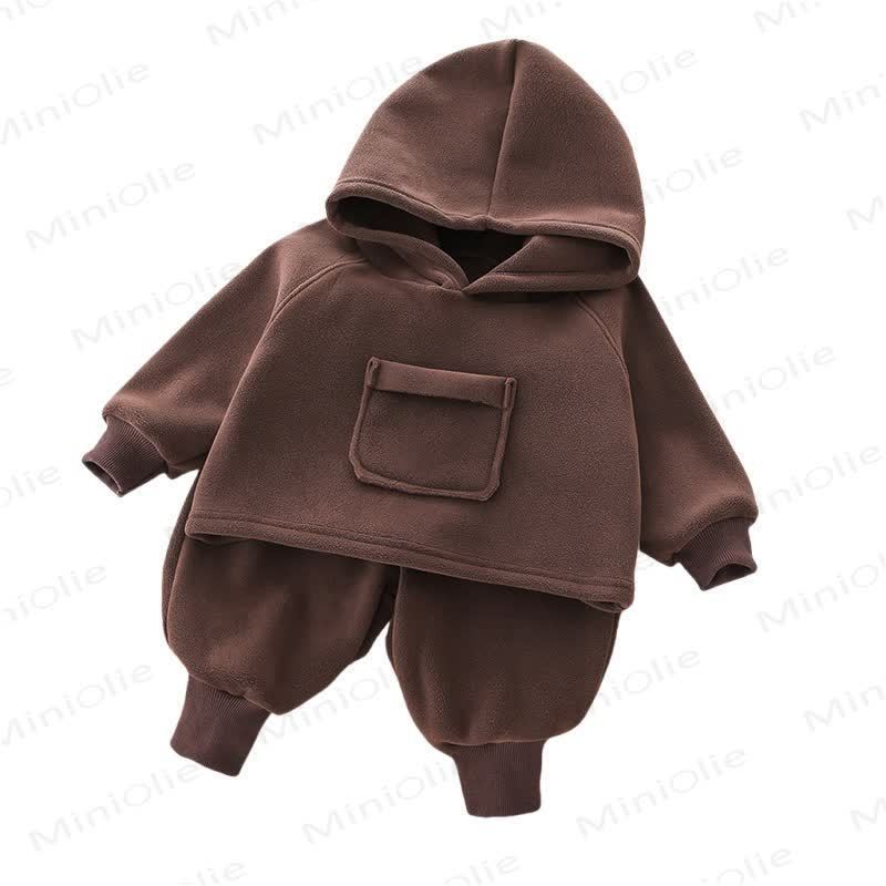 Toddler Kid Solid Color Fleece Lined 2-piece Set - image 4