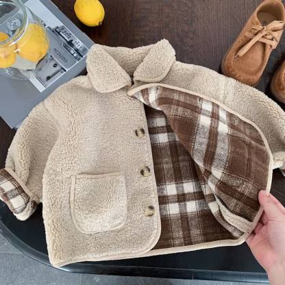  Baby Solid Color Lapel Outerwear - image 5