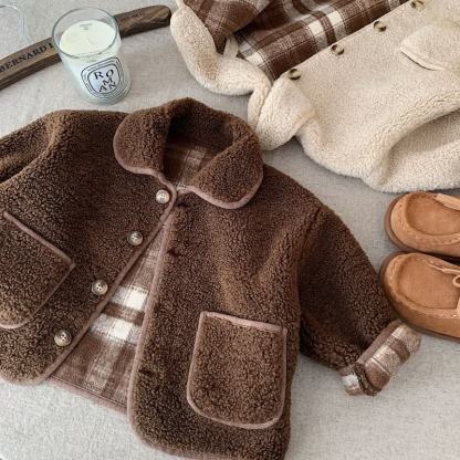  Baby Solid Color Lapel Outerwear - image 3