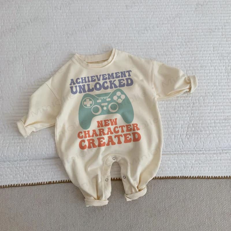 ACHIEVEMENT UNLOCKED NEW CHARACTER CREATED Baby Toddler Game Beige Romper - Beige - 2-3T - image 1