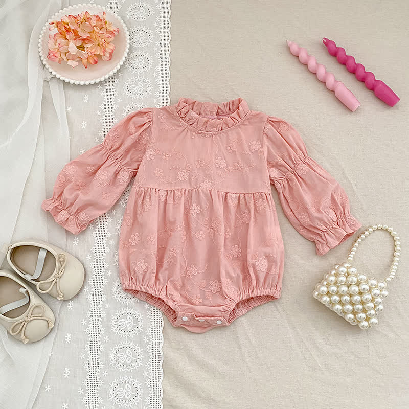 Baby Embroidered Solid Color Bodysuit - Pink - 18-24M - image 1