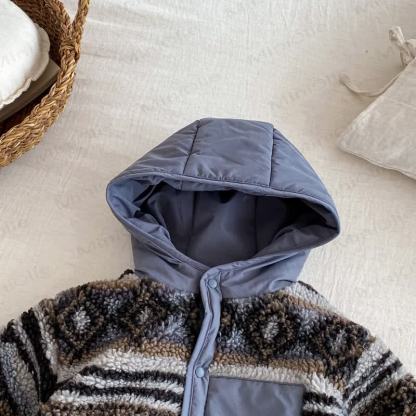 Baby Lamb Fleece Retro Hooded Romper - image 3