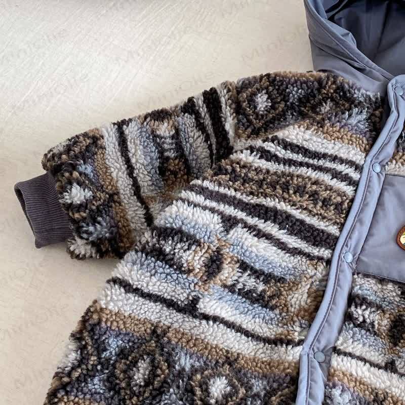 Baby Lamb Fleece Retro Hooded Romper - image 4