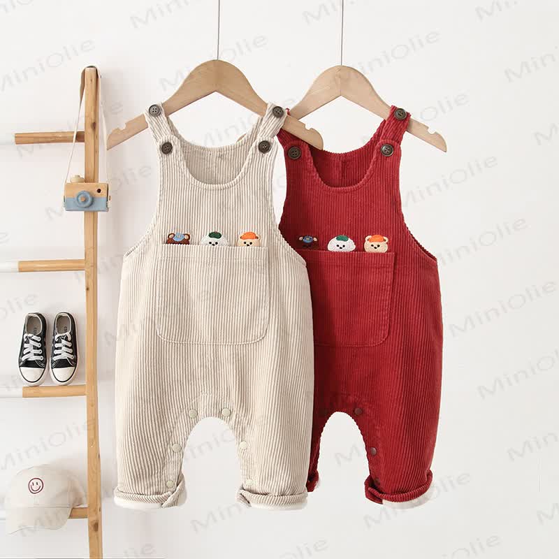 Baby Toddler Animal Corduroy Fleece Lined Overalls - image 1