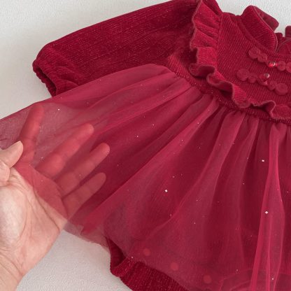 Baby Knot Button Fleece Lined Mesh Bodysuit - image 7