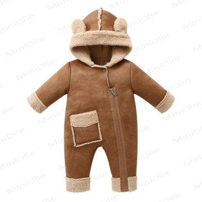 Baby Warm Fleece Romper - Khaki - 18-24M - image 1