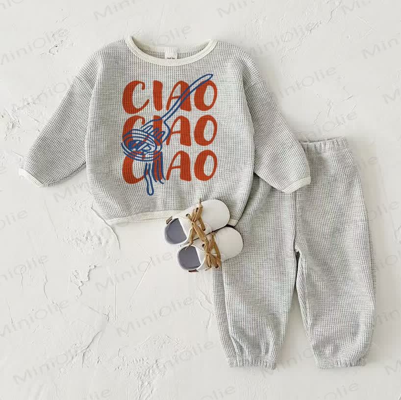 CIAO CIAO CIAO Baby Waffle 2-piece Light Grey Set - Light Gray - 2-3T - image 1