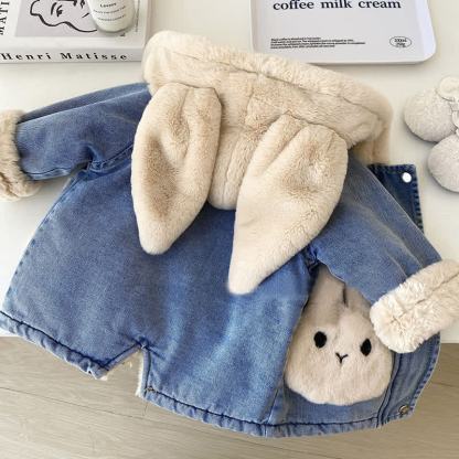 Kids Girl Bunny Cowboy Hoodie Fleece Outerwear - image 3