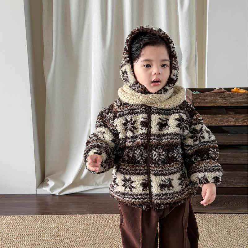 Baby Boy's Warm Hooded Fleece Outerwear - Brown - 3-5T - image 1
