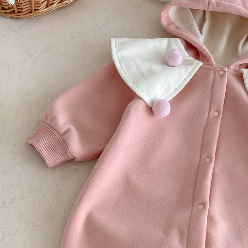 Baby Bunny Cute Shawl Fleece Romper - image 4