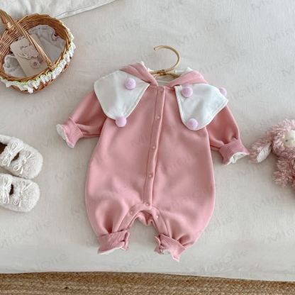 Baby Bunny Cute Shawl Fleece Romper - image 2