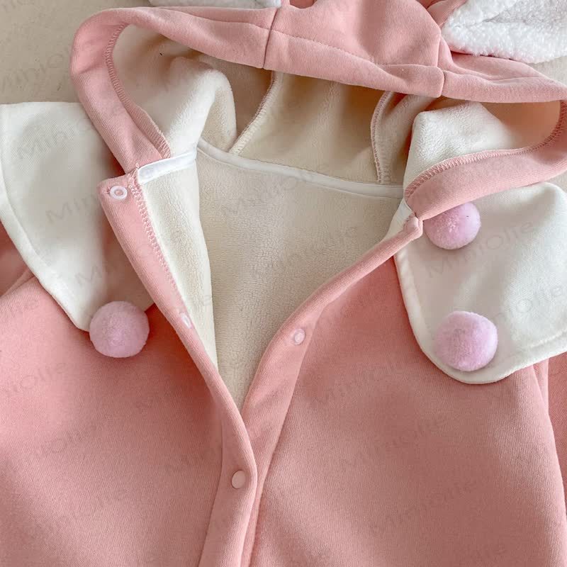 Baby Bunny Cute Shawl Fleece Romper - image 5