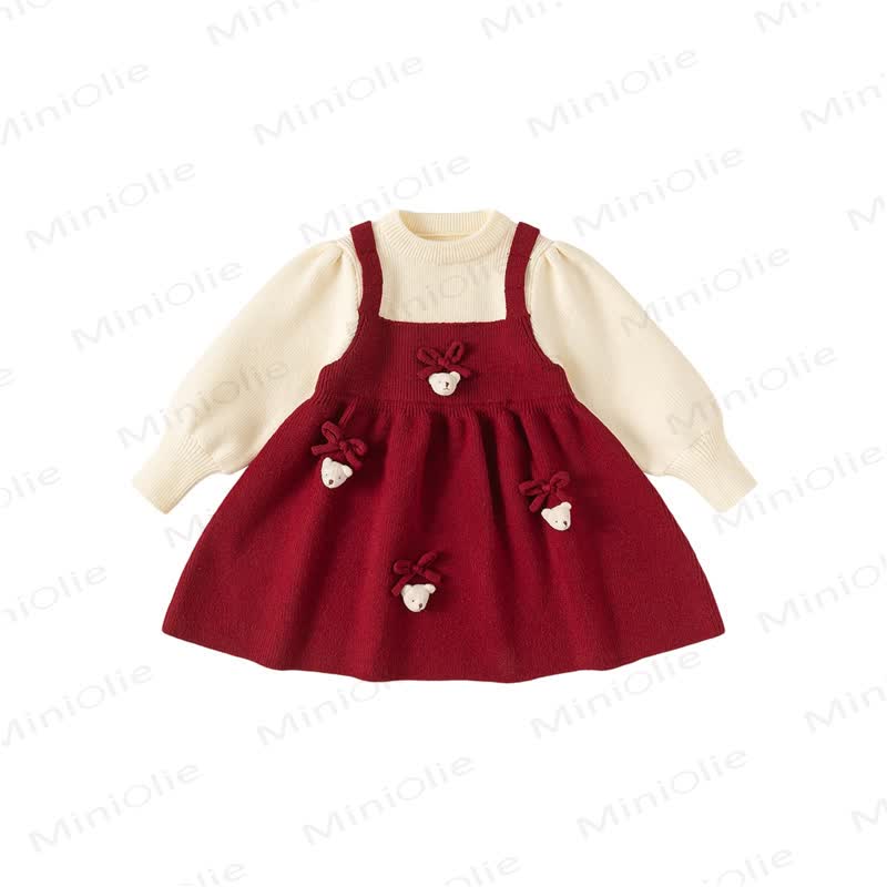 Toddler Kid Girl Bow Sweet Dress - Red - 10Y - image 1