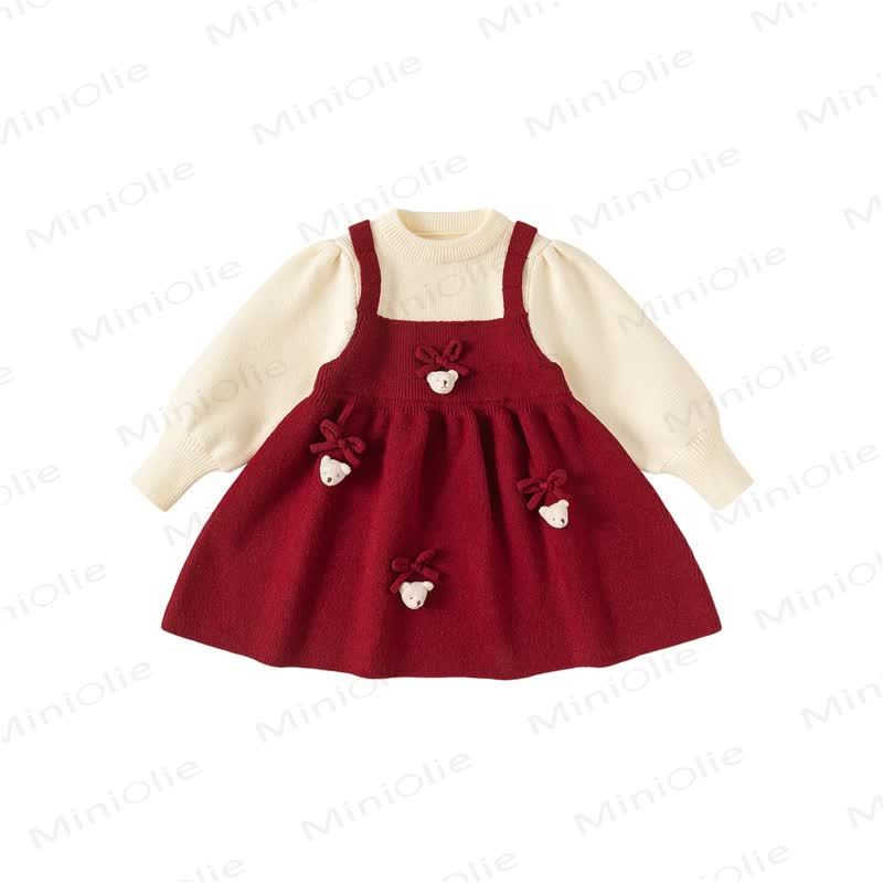 Toddler Kid Girl Bow Sweet Dress - Red - 10Y - image 1