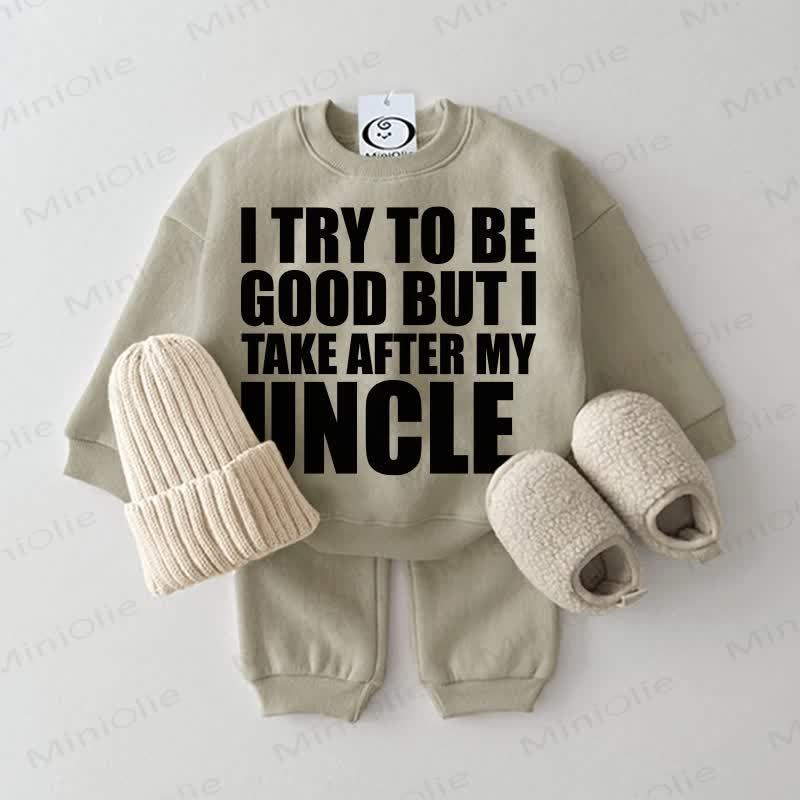 I TRY TO BE GOOD BUT I TAKE AFTER MY UNCLE Baby Grey Green 2-piece Set - Grey Green - 2-3T - image 1